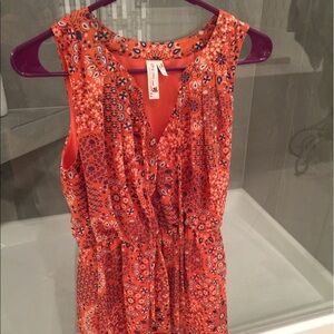 Pink owl MODCLOTH orange and blue patterned dress